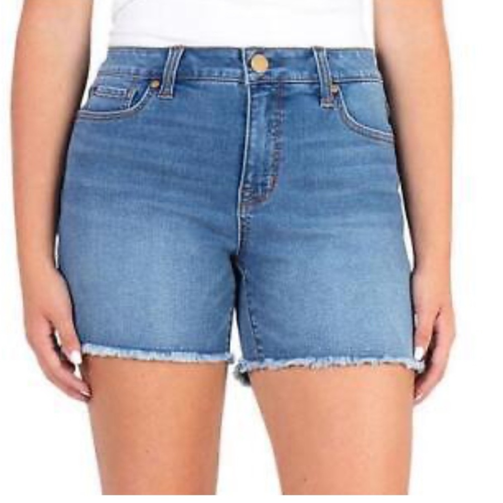 Seven7 Blue Jean Shorts with‎ Frayed Hem and Distressed Finish Size 12- B2
